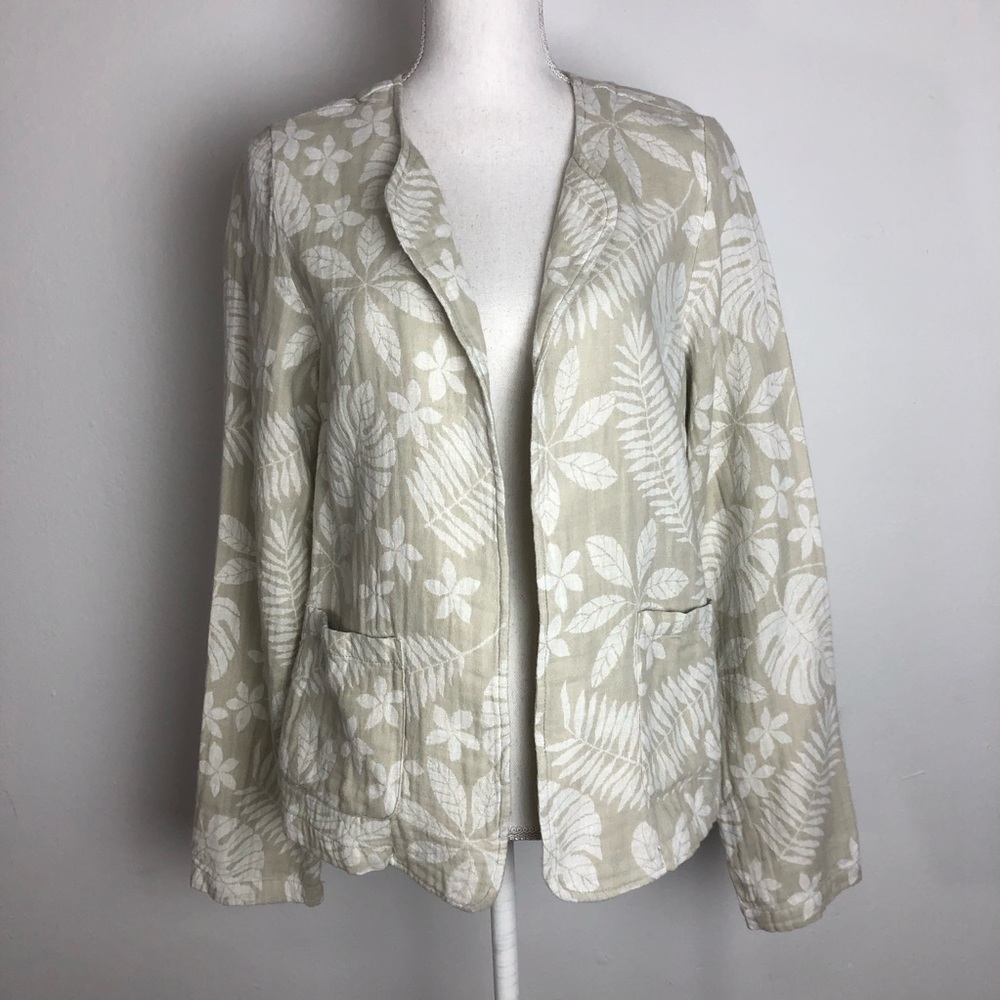 COPY - TAHARI Linen Blend Leaves Pockets Jacket